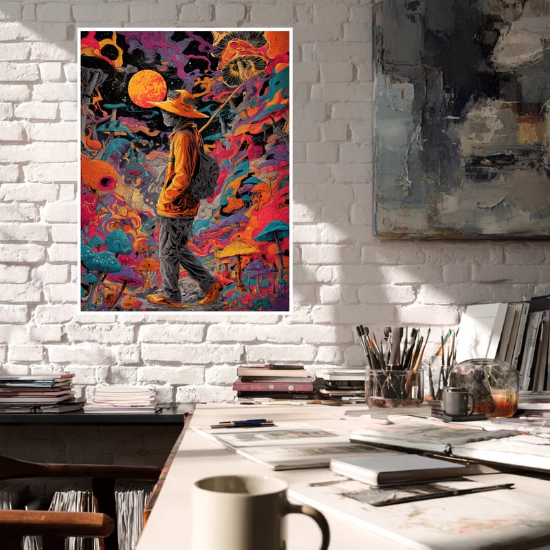 Psychedelischer Pilzwanderer Poster