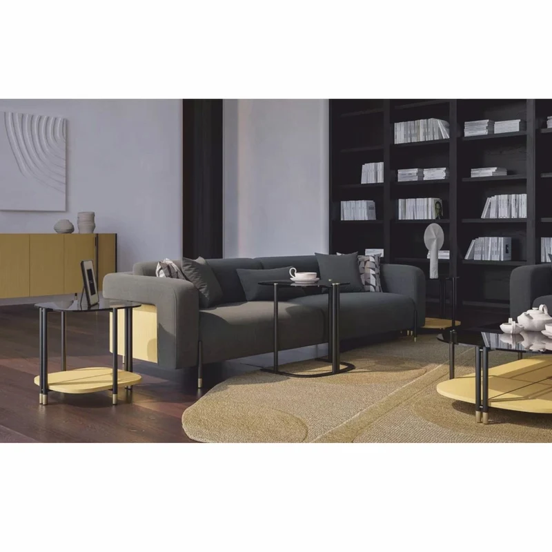 Casa Padrino Luxus Wohzimmer & Hotel Sofa Grau / Naturfarben / Messing 250 cm - Luxus Möbel