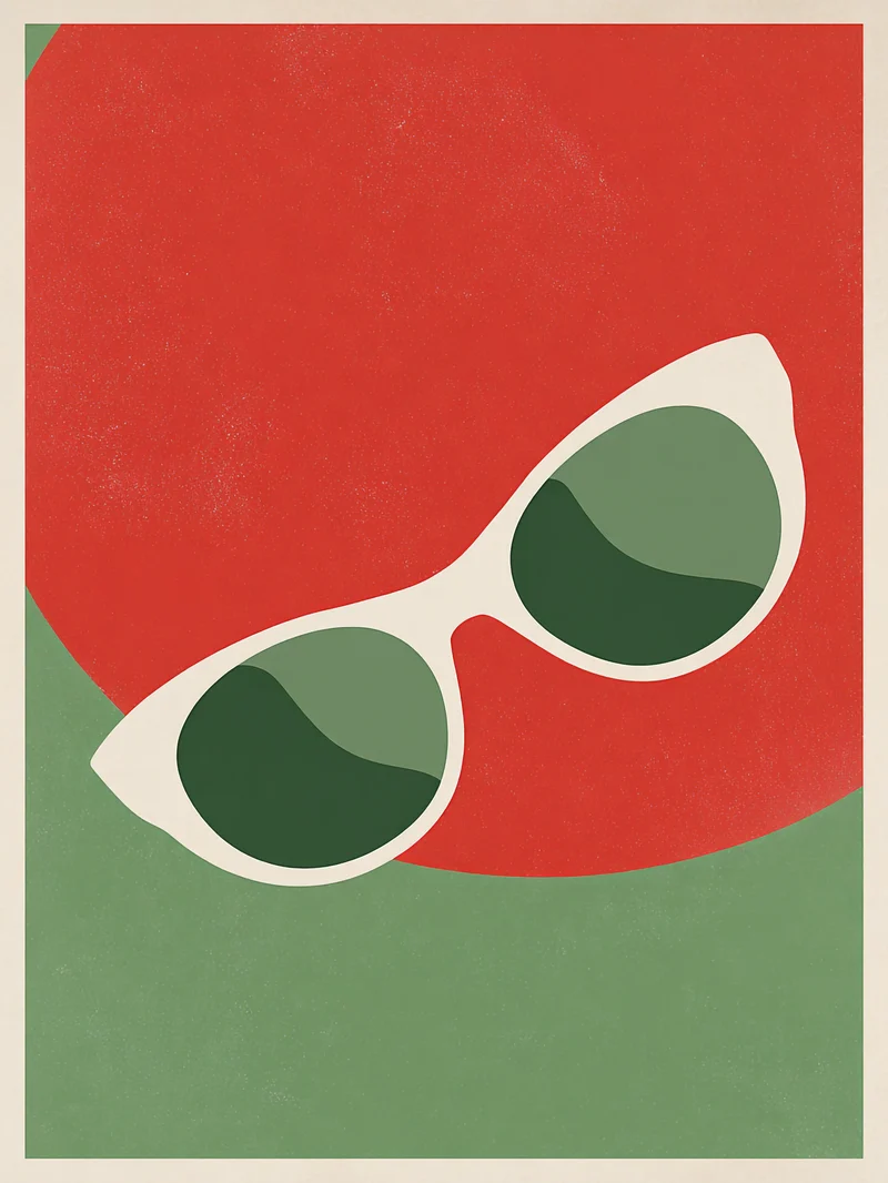 Sonnenbrille vor Farbflächen Poster
