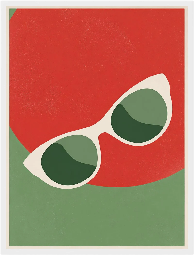 Sonnenbrille vor Farbflächen Poster