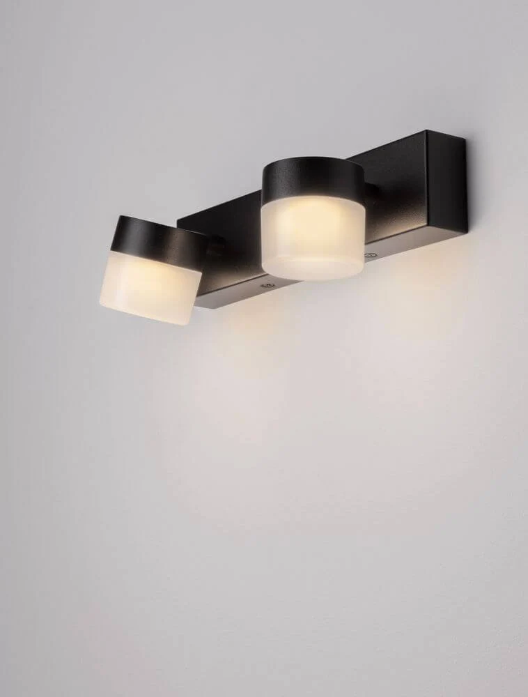 Teko LED Wandleuchte 2-flammig 3000K Schwarz IP44