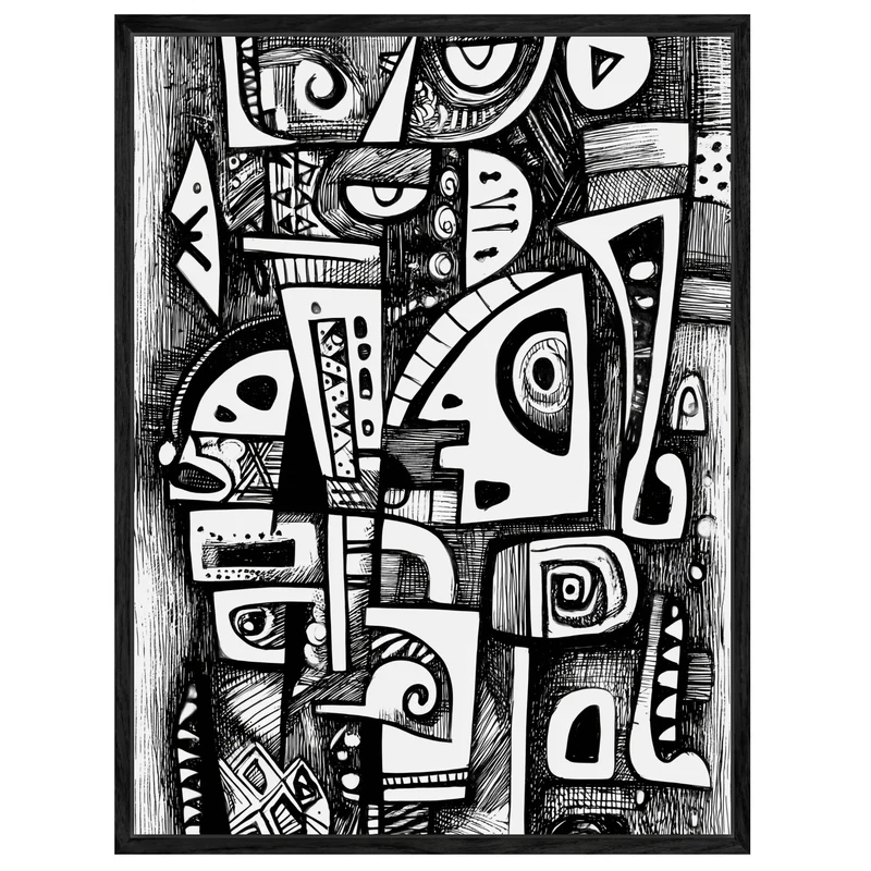 Schwarz weiß Linien Leinwandbild