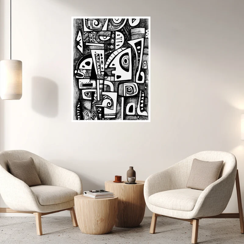 Schwarz weiß Linien Poster