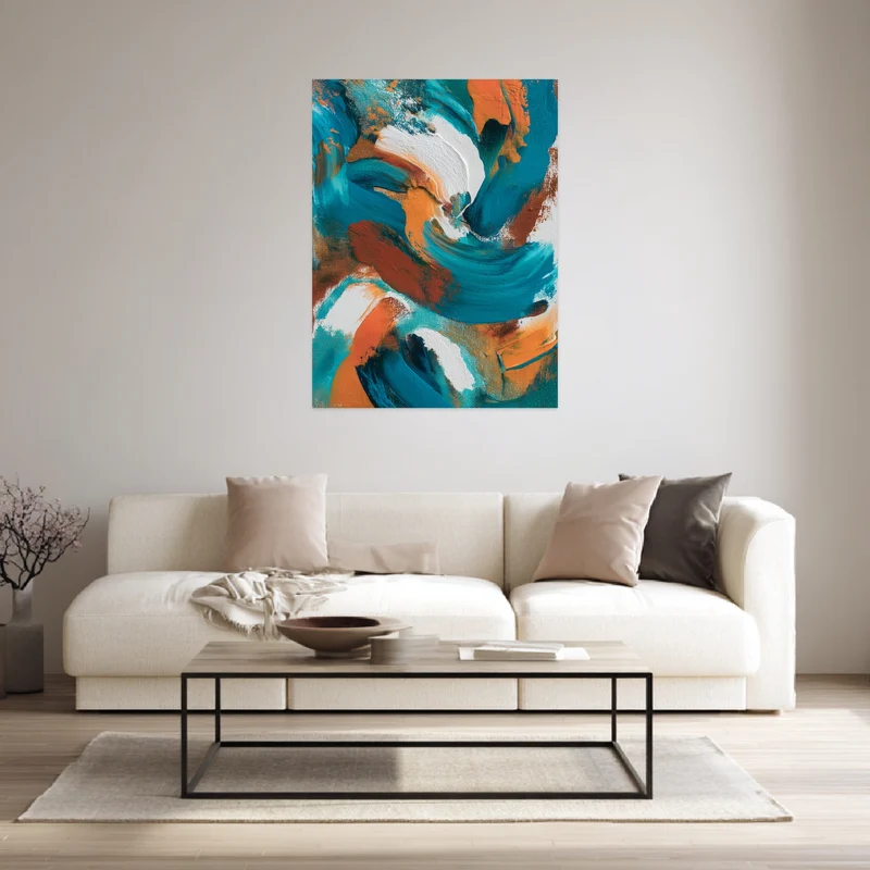 Türkis orange Pinsel Poster
