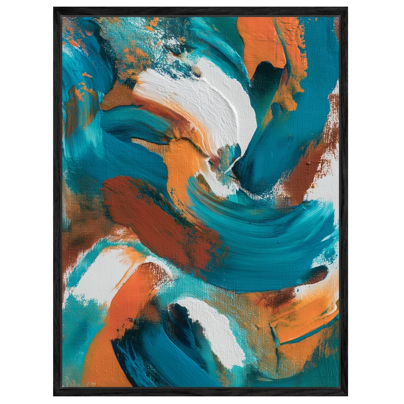 Türkis orange Pinsel Leinwandbild