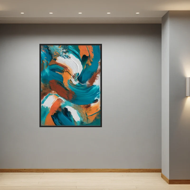 Türkis orange Pinsel Poster
