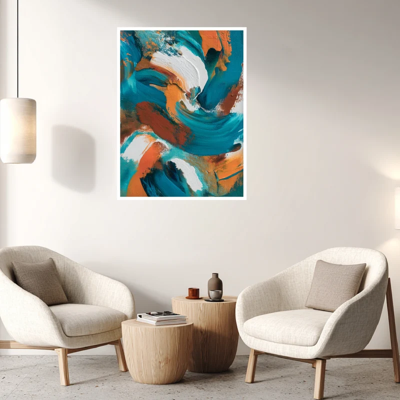 Türkis orange Pinsel Poster