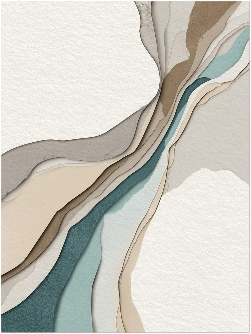 Geschichtete Linien in Naturtönen Leinwandbild