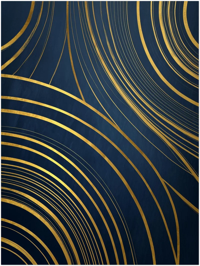Goldene Linien auf Blau Leinwandbild