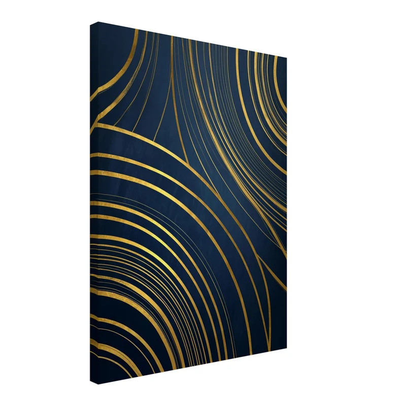Goldene Linien auf Blau Leinwandbild