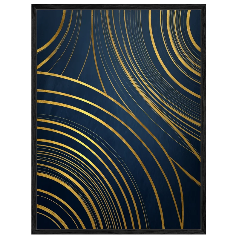 Goldene Linien auf Blau Leinwandbild