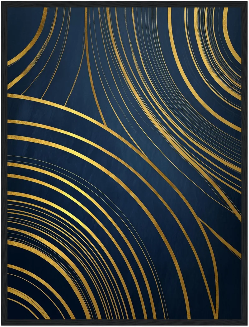 Goldene Linien auf Blau Poster