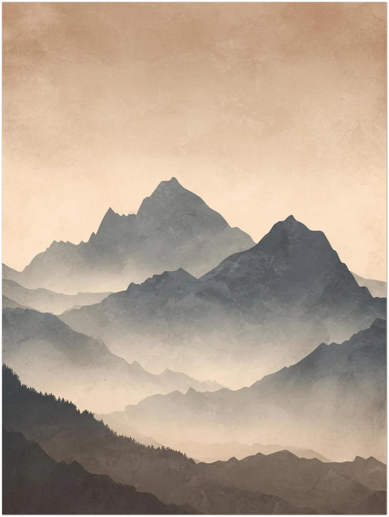 Vernebelte Bergsilhouette Leinwandbild