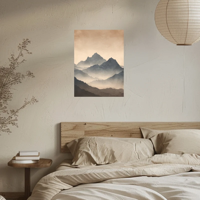 Vernebelte Bergsilhouette Leinwandbild