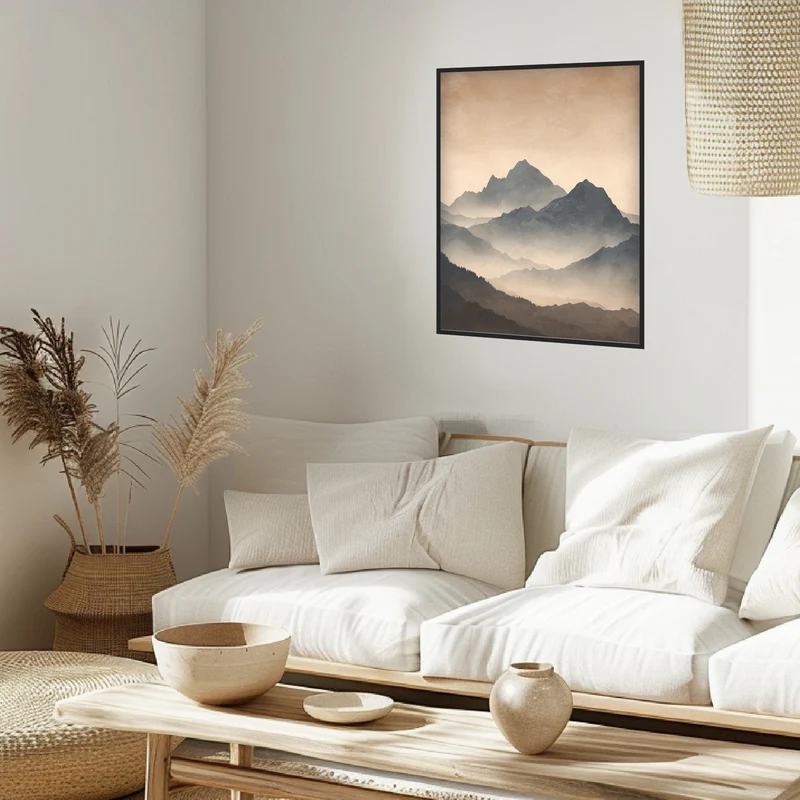 Vernebelte Bergsilhouette Poster