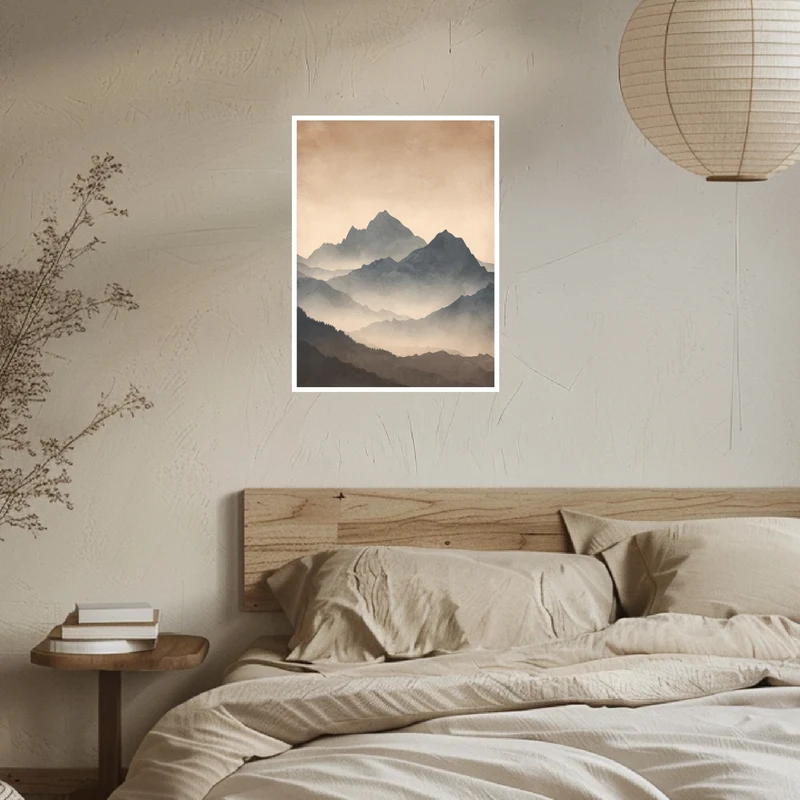 Vernebelte Bergsilhouette Poster