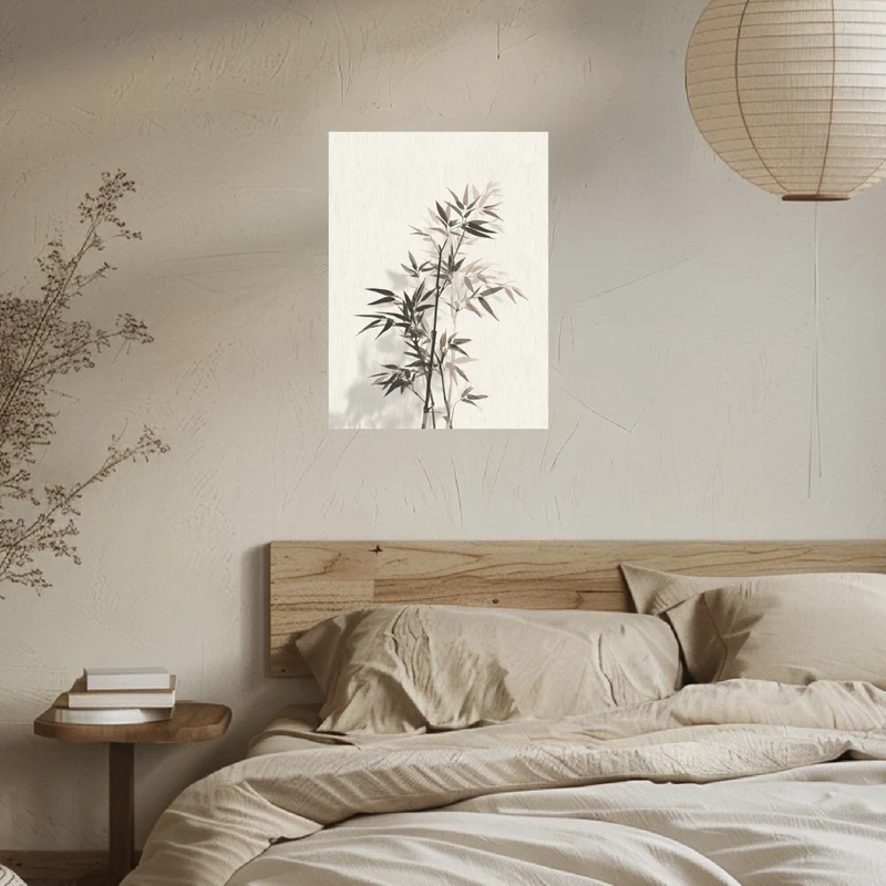 Bambuszweig mit Schatten Leinwandbild