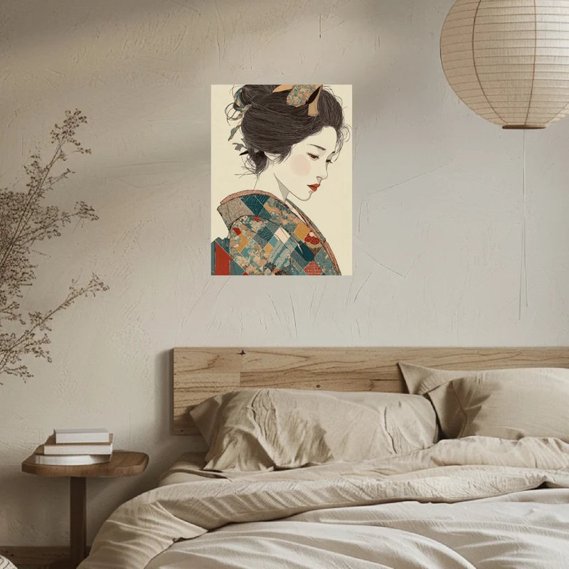 Japanische Frau im Kimono Leinwandbild