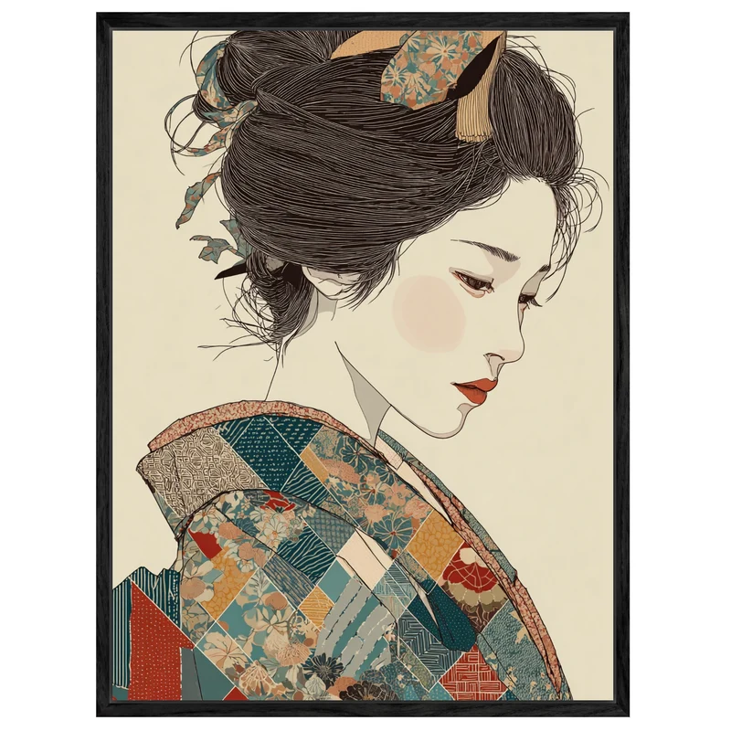 Japanische Frau im Kimono Leinwandbild