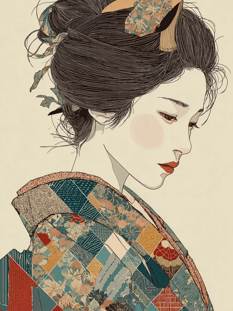 Japanische Frau im Kimono Poster
