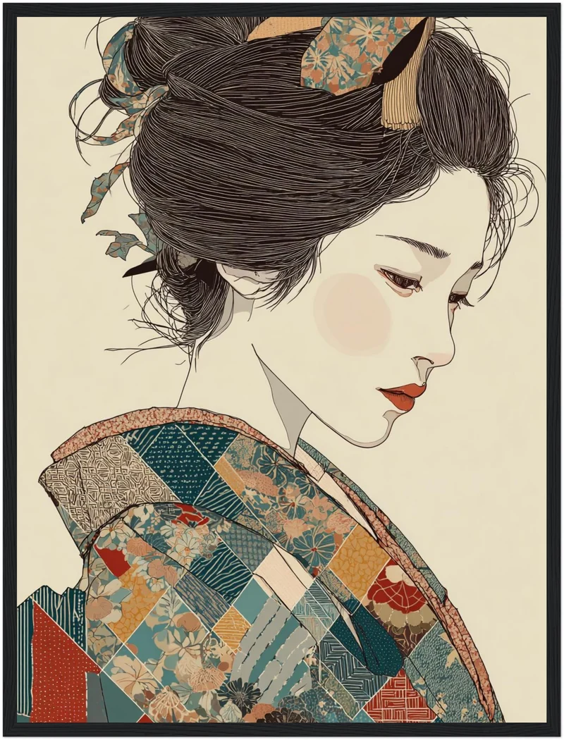 Japanische Frau im Kimono Poster