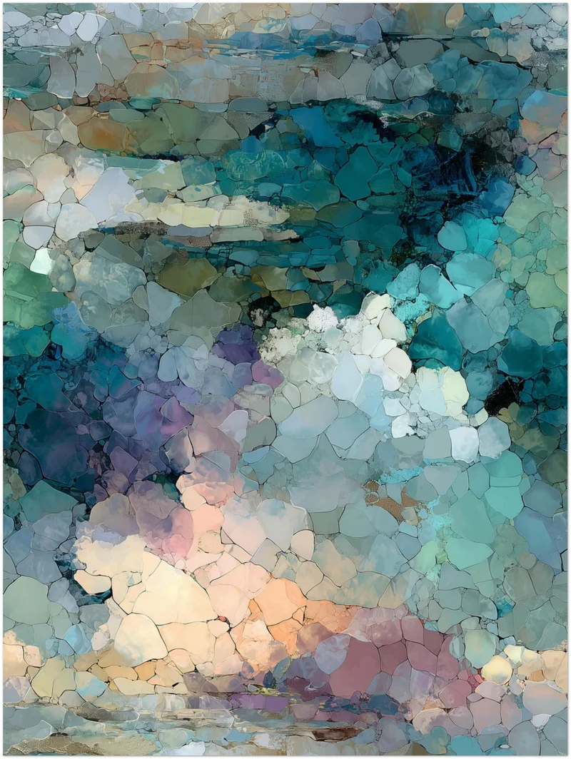 Abstraktes blaues Mosaik Leinwandbild