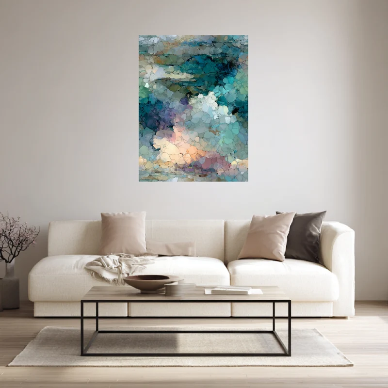 Abstraktes blaues Mosaik Poster