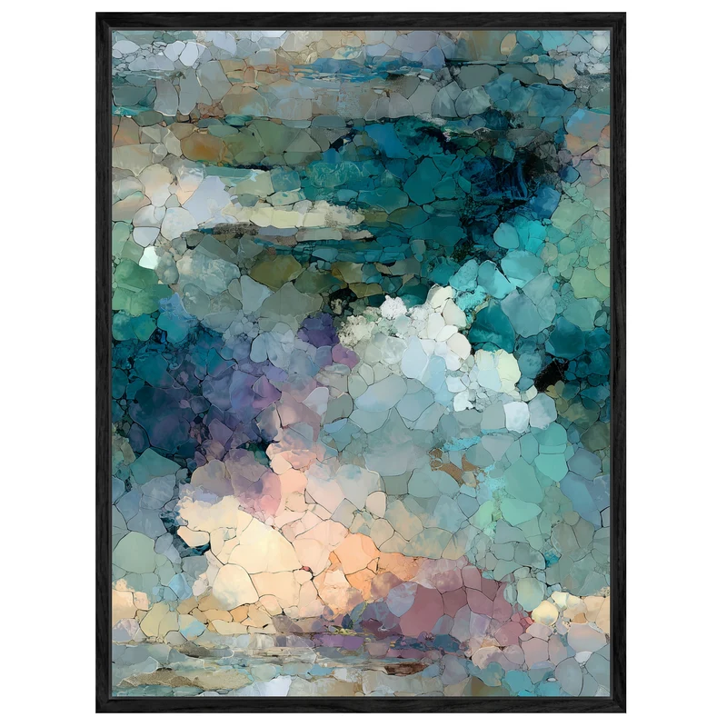 Abstraktes blaues Mosaik Leinwandbild