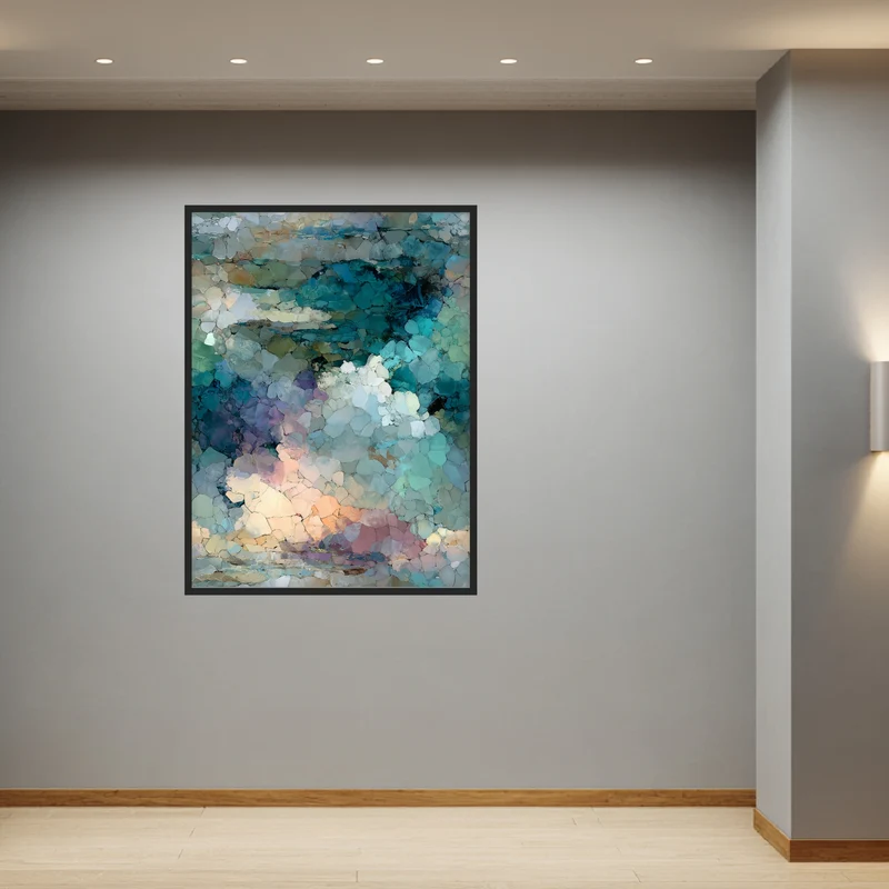 Abstraktes blaues Mosaik Poster