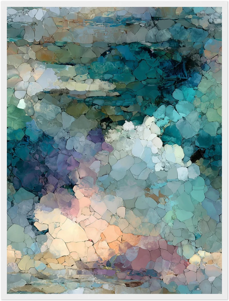 Abstraktes blaues Mosaik Poster