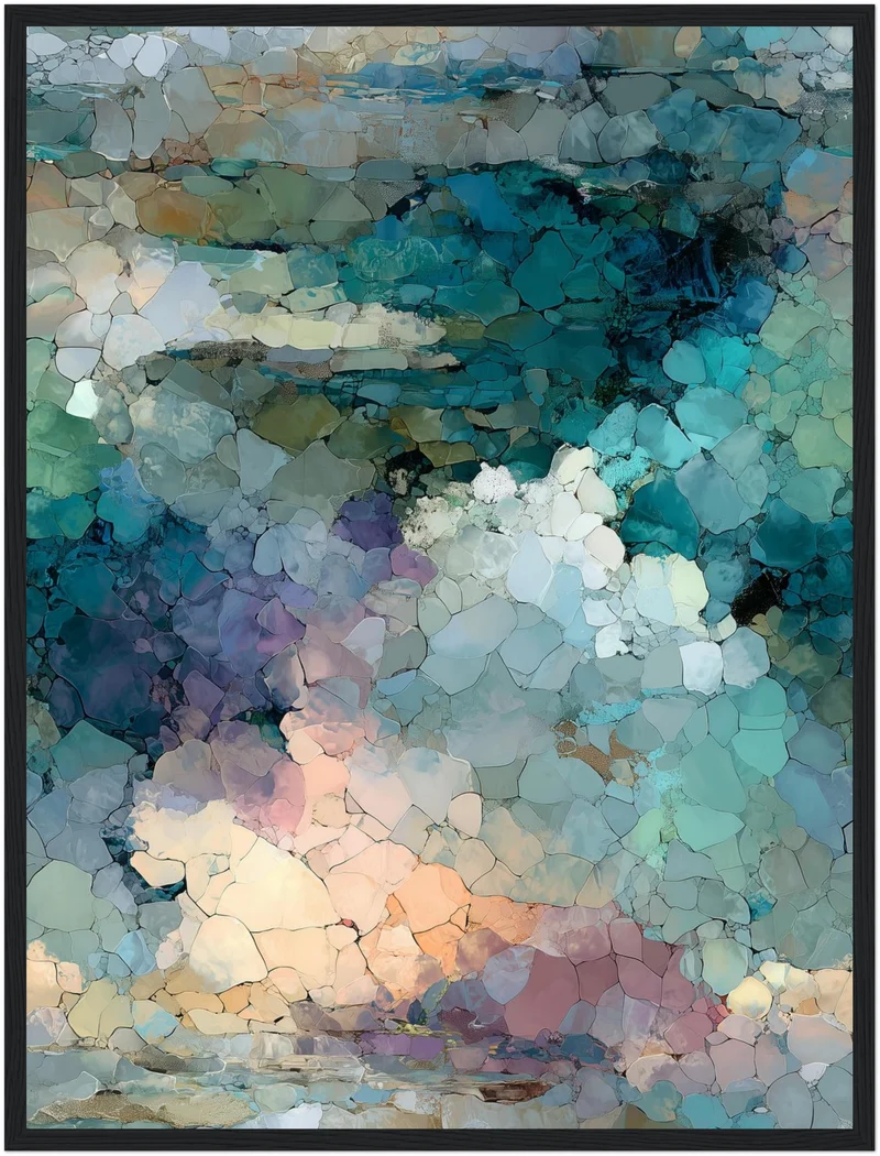 Abstraktes blaues Mosaik Poster