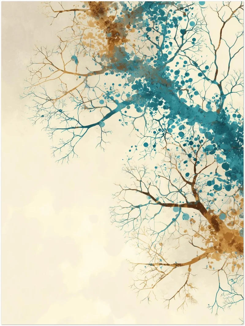 Aquarellartige Baumäste Leinwandbild