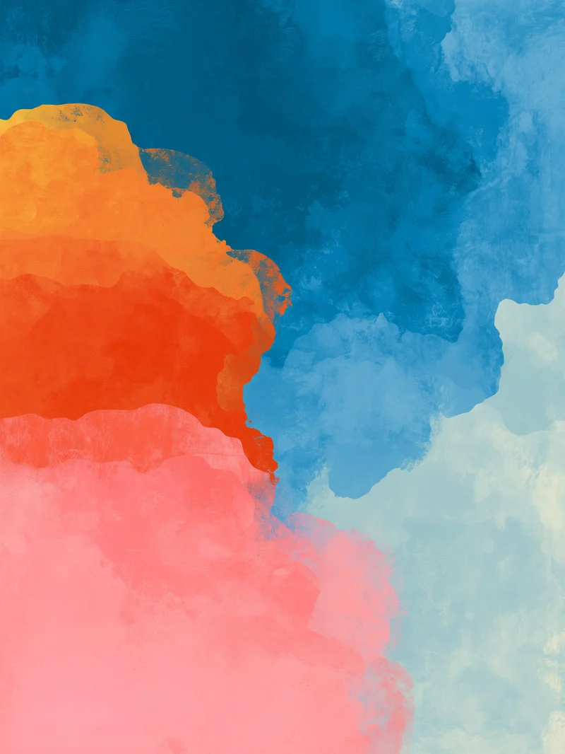 Blaue Orange Rosa Farbflächen Poster