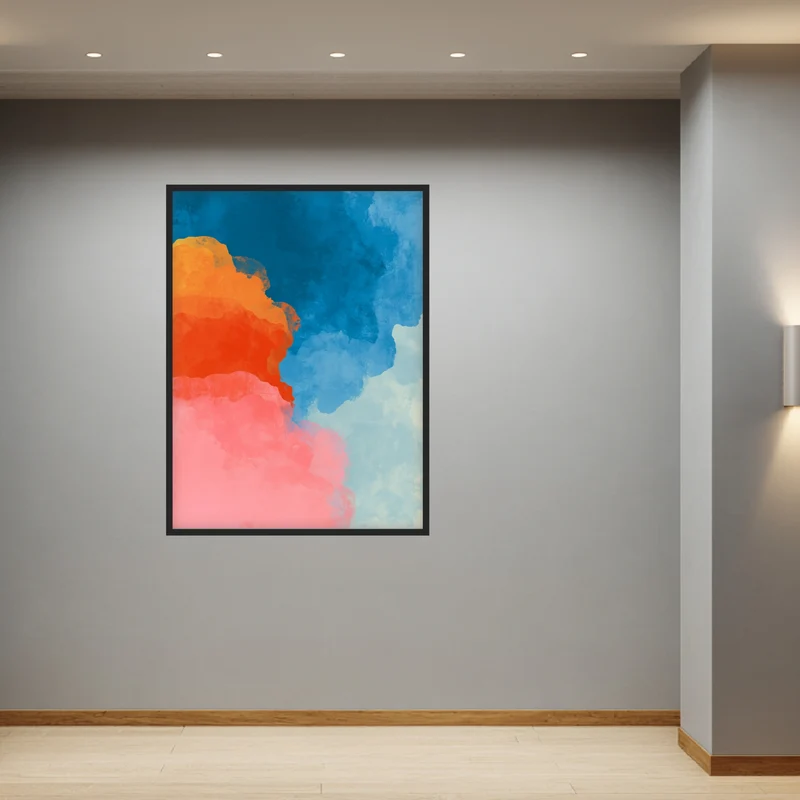 Blaue Orange Rosa Farbflächen Poster