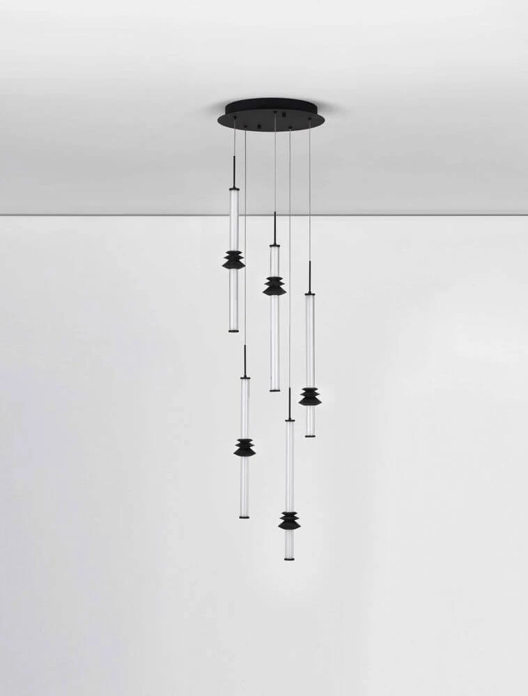 Stalactite Pendelleuchte 5-flammig Ø 35cm 3000K Schwarz