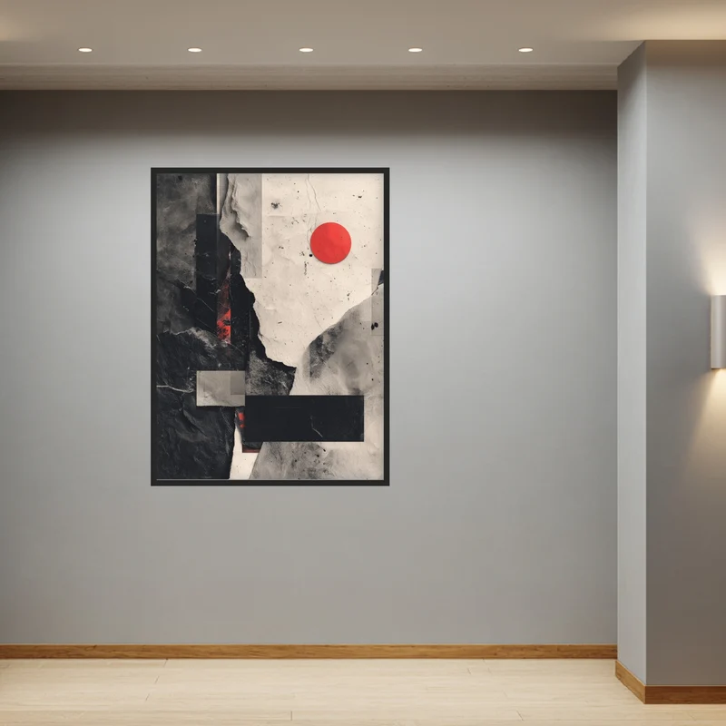 Roter Punkt graue Strukturen Poster
