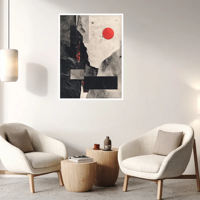 Roter Punkt graue Strukturen Poster