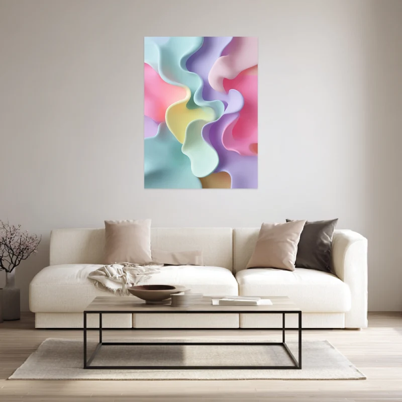 Pastellfarbene geschwungene Formen Leinwandbild