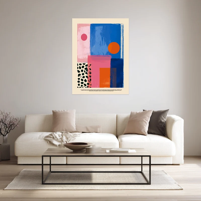 Blaue pinke Formen Poster