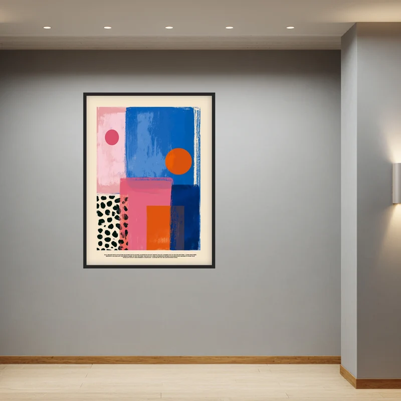 Blaue pinke Formen Poster