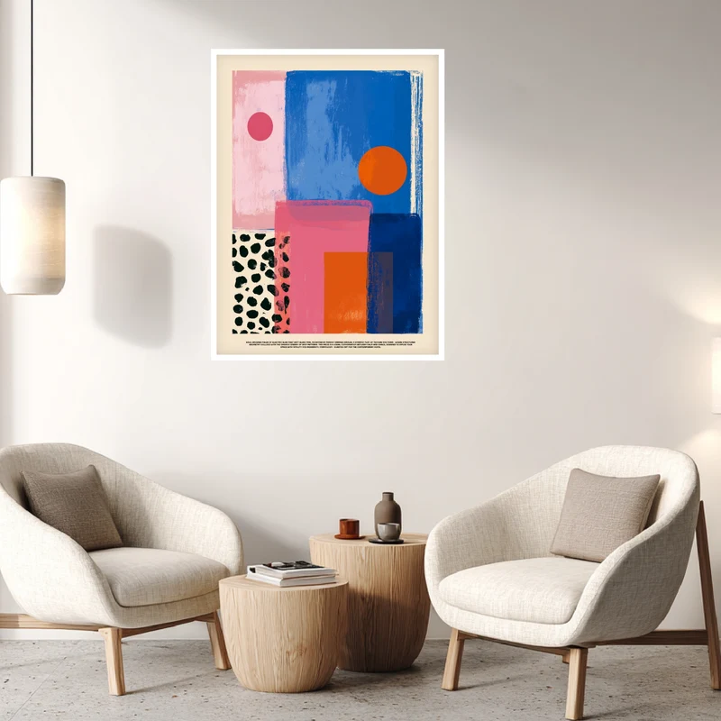 Blaue pinke Formen Poster