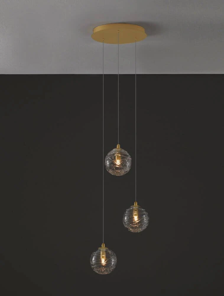 Coen Pendelleuchte 3-flammig Ø 25cm Gold, Transparent