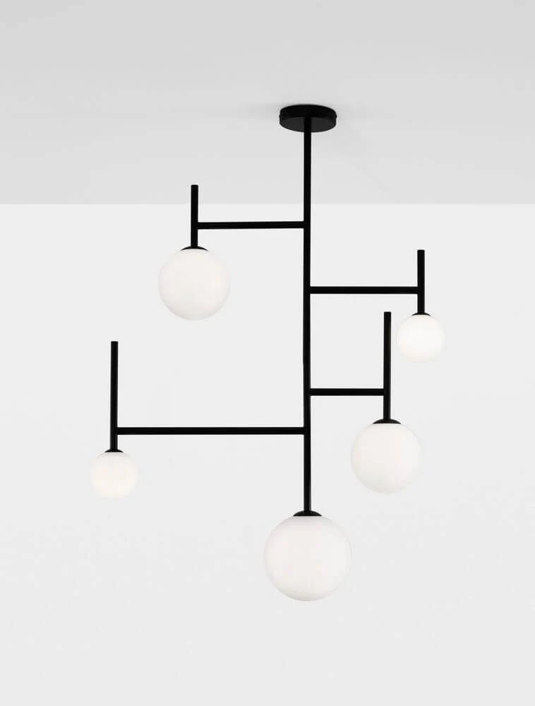 Licato Pendelleuchte 5-flammig Ø 73cm Schwarz, Weiß