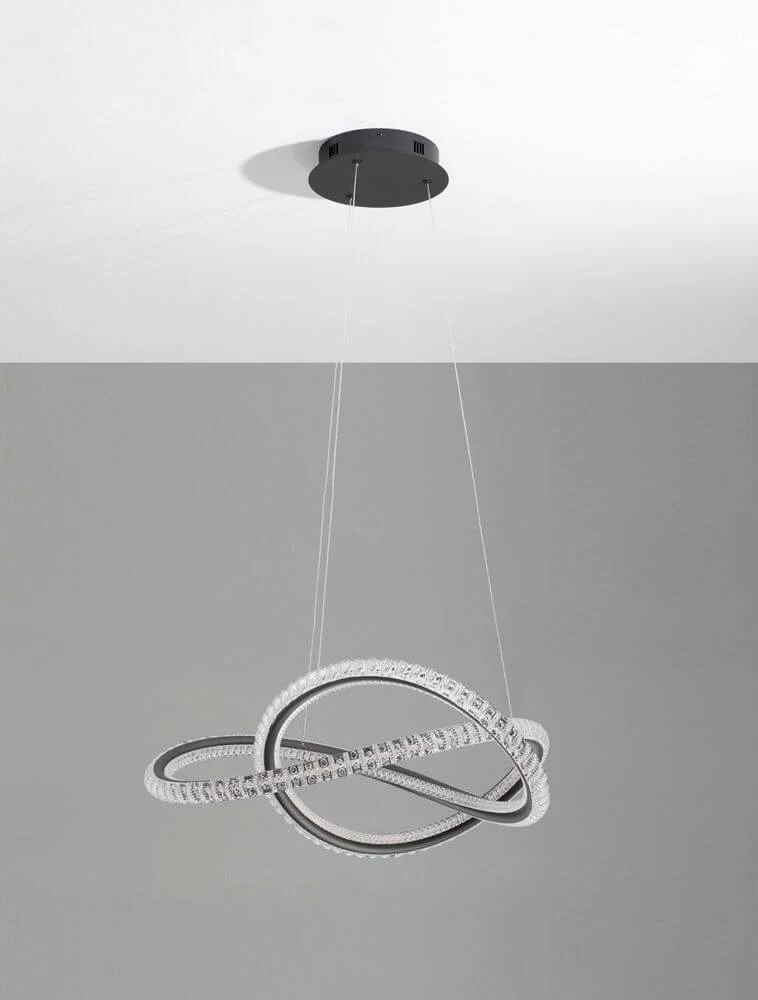Ginevra LED Pendelleuchte Verknotet Ø 58cm 3000K Schwarz