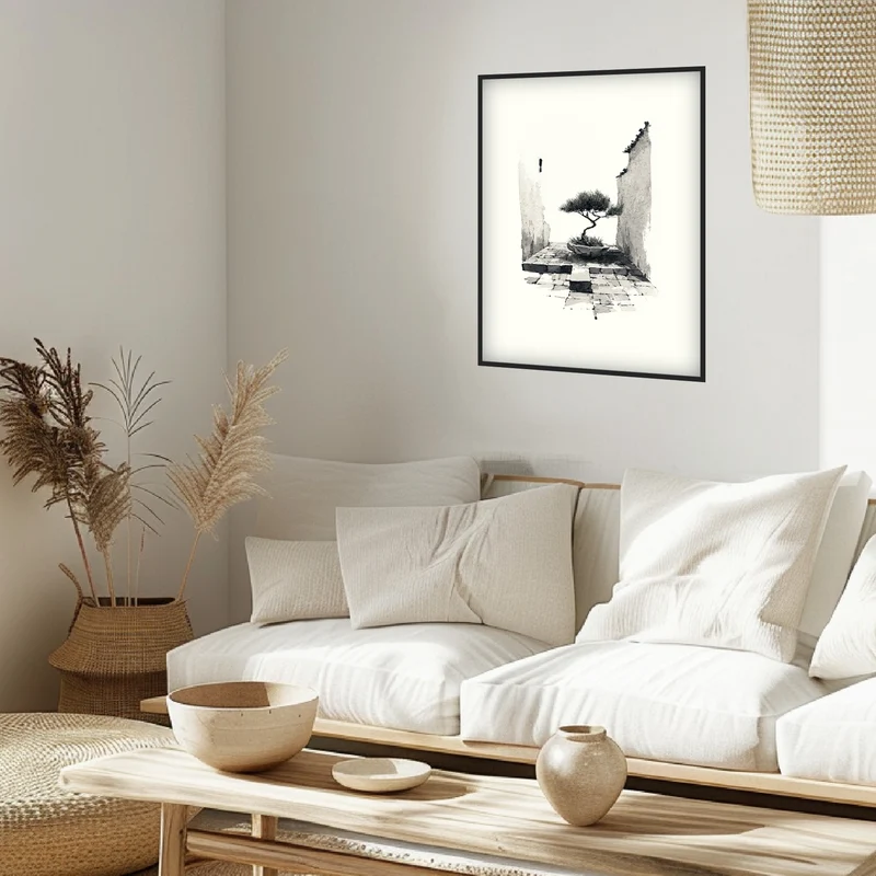 Bonsai in alter Mauer Poster