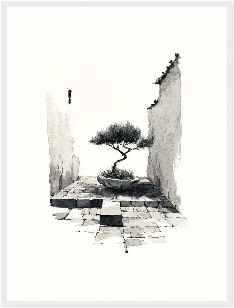 Bonsai in alter Mauer Poster