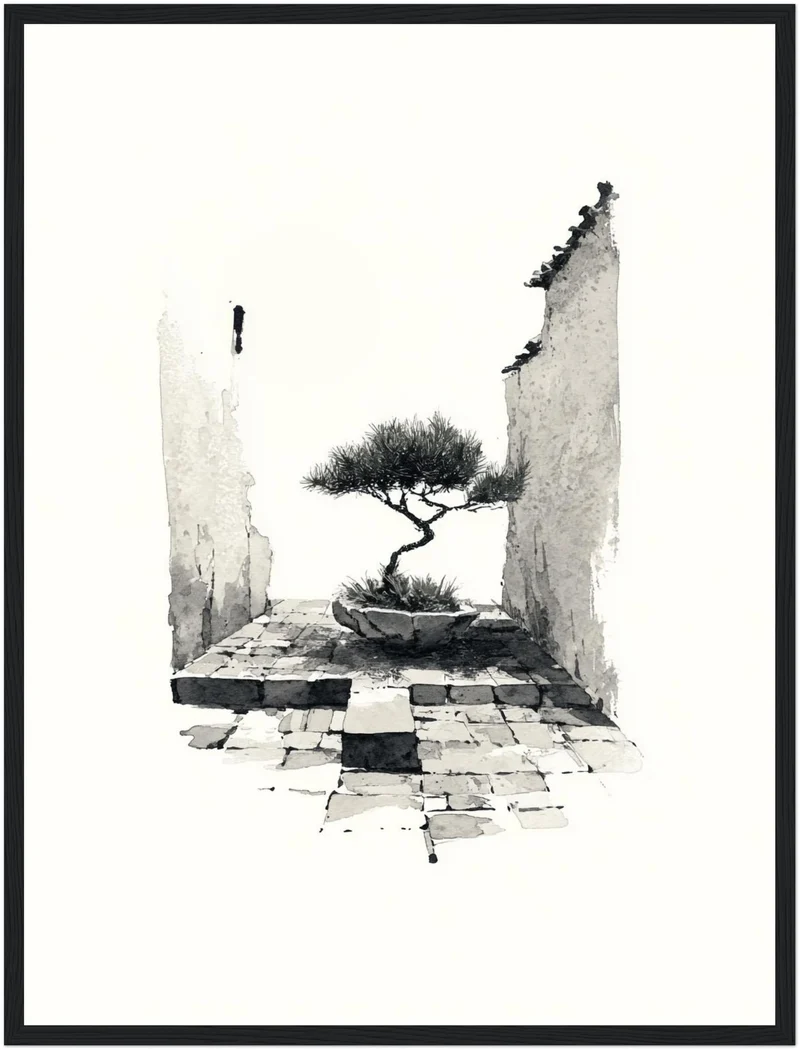 Bonsai in alter Mauer Poster