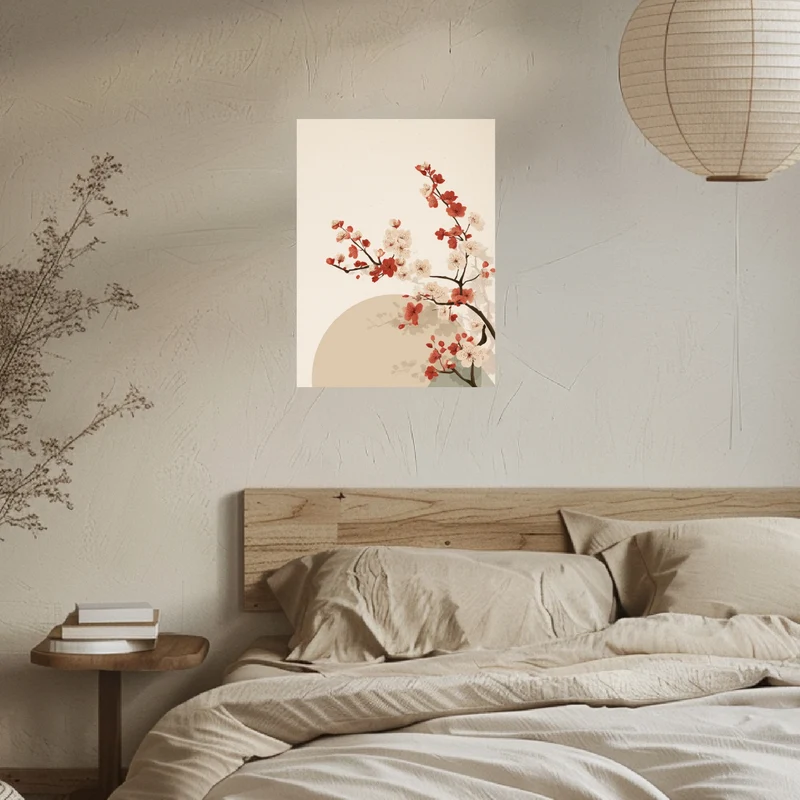Kirschblütenzweig mit Sonne Poster