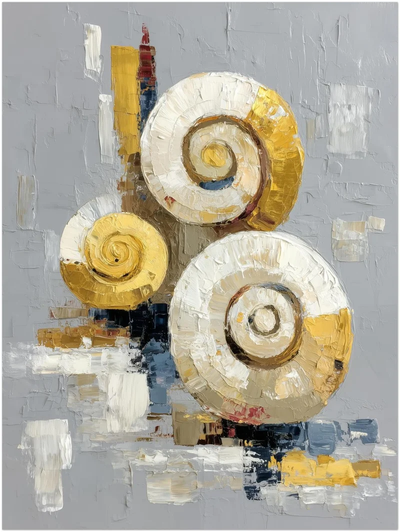 Gold weiß Spiralen Leinwandbild