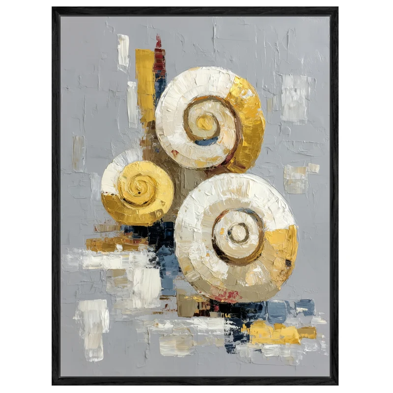 Gold weiß Spiralen Leinwandbild